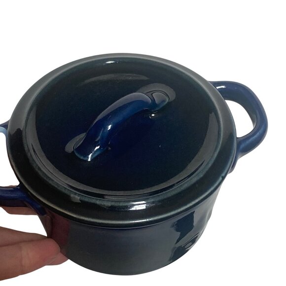 Sur La Table La Marque 84 Mini Covered Baker Ramekin Pair Navy Blue Stoneware - Picture 2 of 10